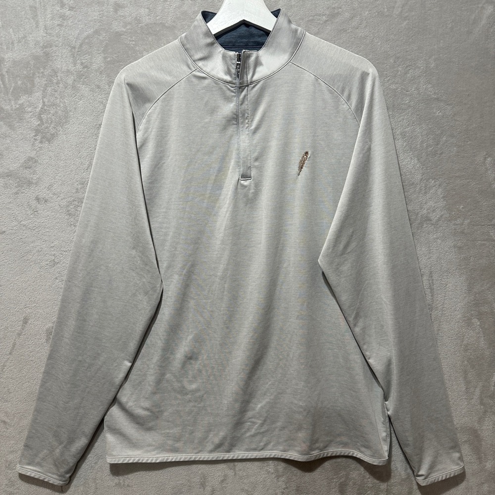 Peter Millar Crown Crafted Chechessee Creek Club 1/4 Zip Pullover Gray Size L